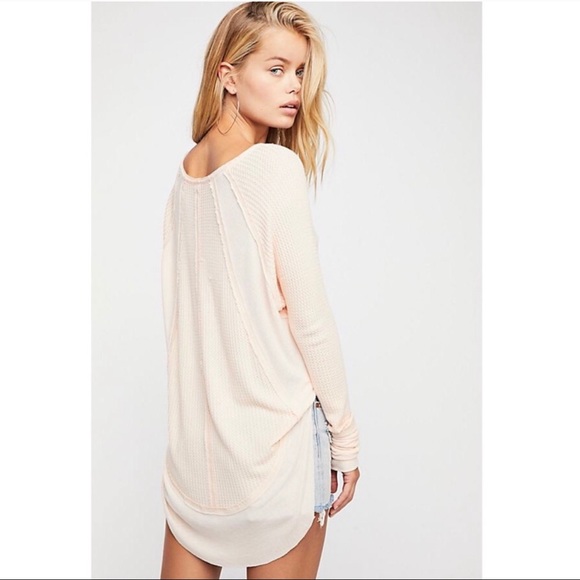 Free People Catalina Thermal Long Sleeve Top Peach - Picture 3 of 8